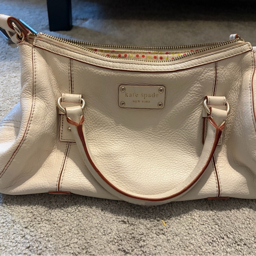 Kate Spade Ivory Satchel with Tan Accents